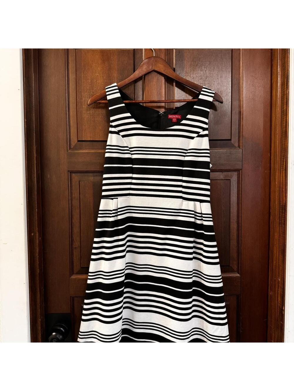Merona Black and White Striped Sleeveless Dress Size M